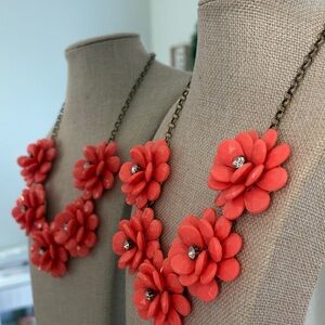 J. Crew Vibrant Coral Floral Necklace